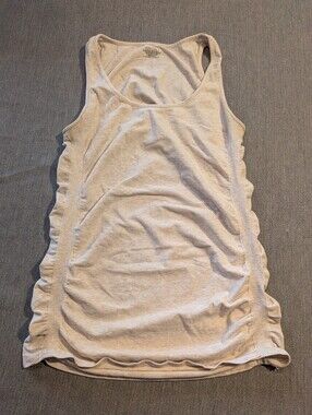 ATHLETA Speedlight Tank Shirt Size S Cream Rouched Racerback Athletic Top